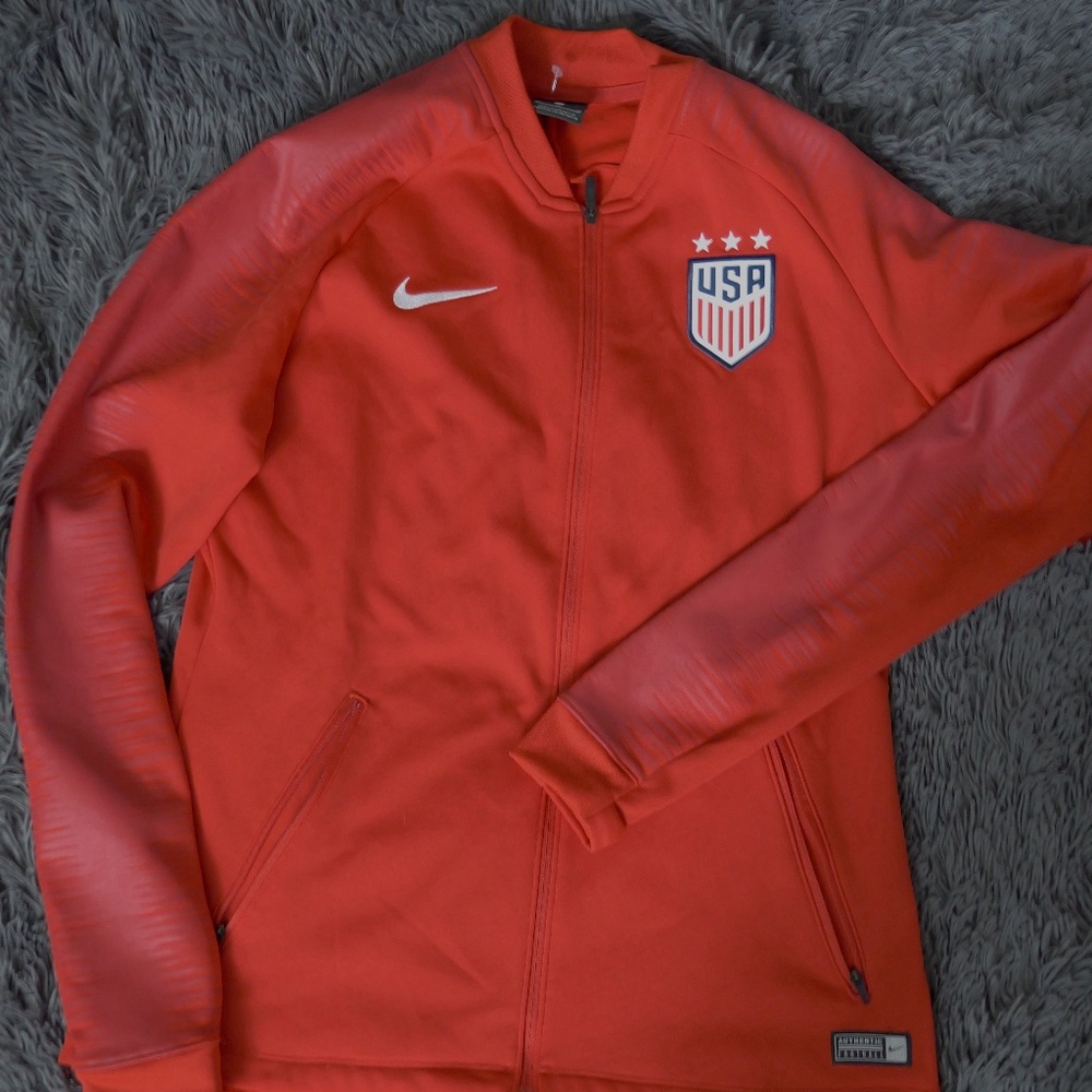 USA Soccer Nike Jacket Womens Medium Red Warm-Up Full-Zip Football National Team